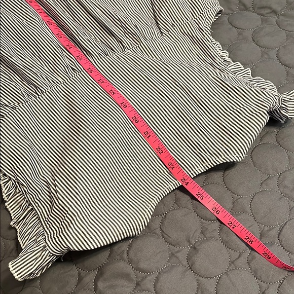 Boho Romantic Ruffle Sleeveless Blouse Striped Pom Poms Bobbled Tie Front Cotton - Picture 8 of 8